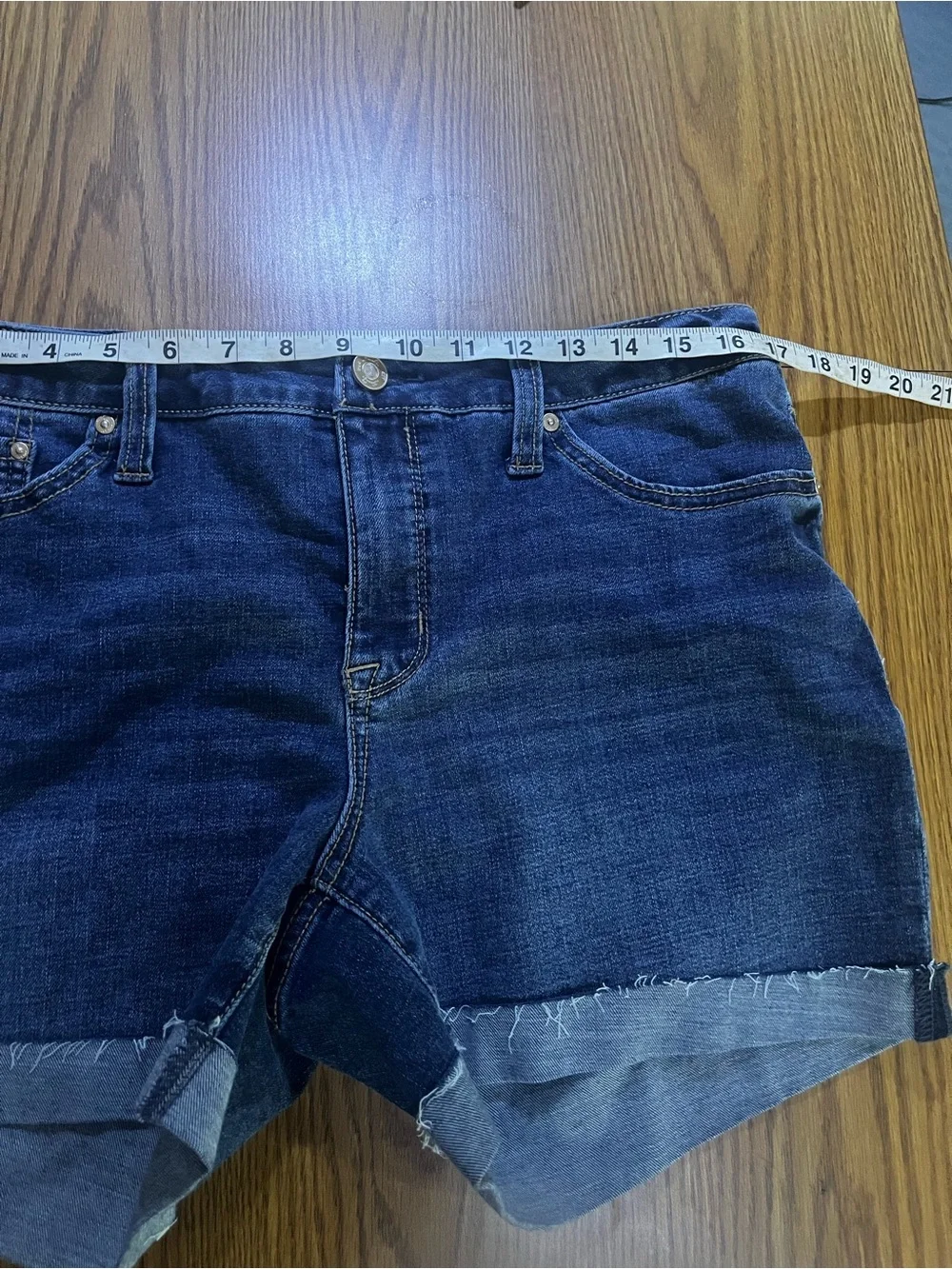 Seven7 Dark Blue Denim Shorts with White Logo Size 10